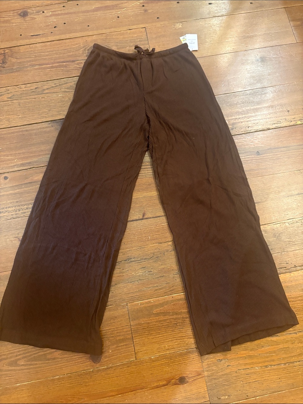 Auden Ribbed Wide-Leg Pants in Brown
